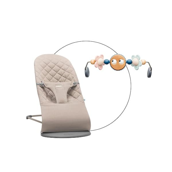 BabyBjörn - Bundle Babywippe Bliss gewebt inklusive Spielbogen - sandgrau / pastell